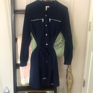 NWOT• Michael Kors• Navy shirt dress•Silver MK details•Size 2 💙